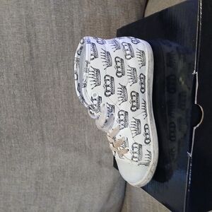 Kids White Patterned Shoes